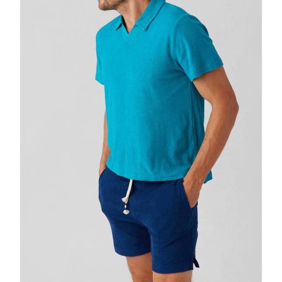 NEW SOL ANGELES loop terry short sleeve polo in baltic - Picture 2 of 4
